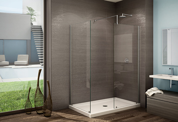 Petra V fixed walk-in shower panels, high quality glass from Fleurco