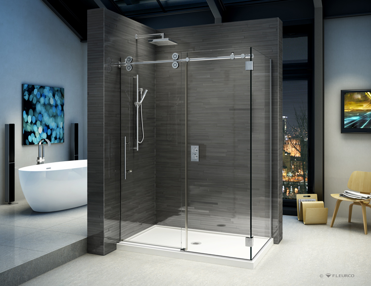 Fleurco Glass Shower Doors Kinetik Kt In Line 2 Sides Wall High Resolution Photo
